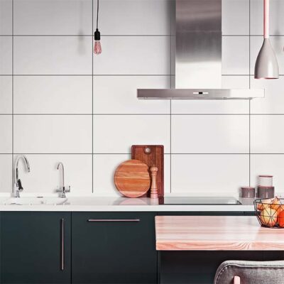 Basics white ceramic wall tile range offering clean, simple modern styling.