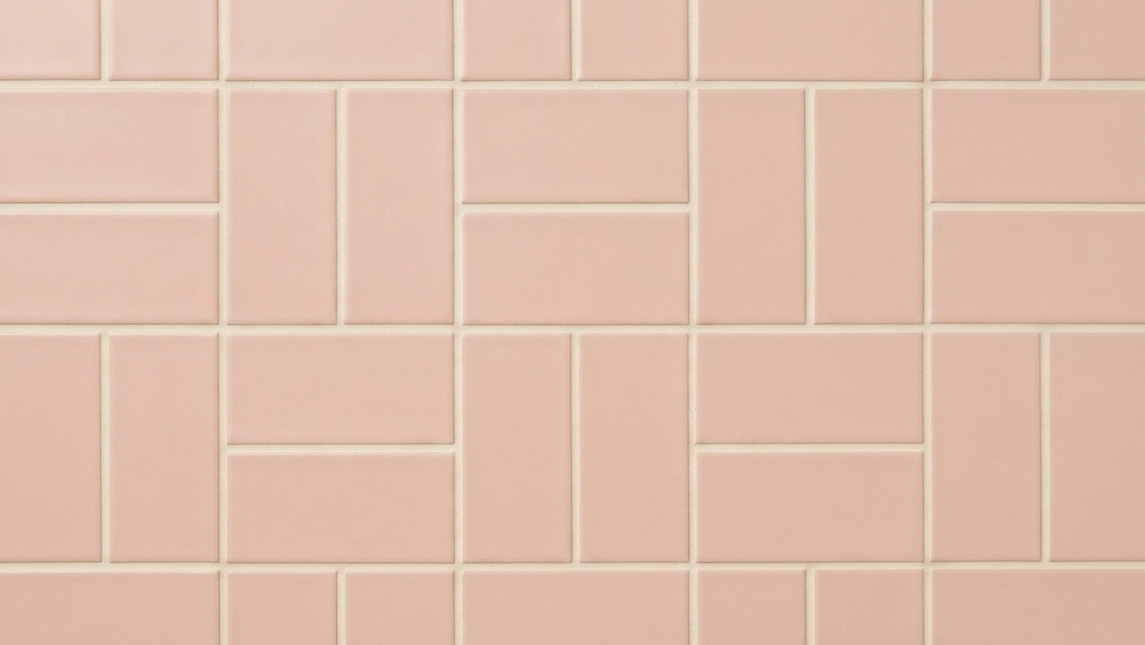 Basketweave tile pattern created with rectangular tiles woven together to form a classic geometric design.