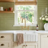 Botanical Green Tiles Featured as Kitchen Splashback