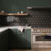 Diamond Black Gloss Mosaic Tiles Splashback