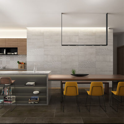 Elegance concrete-look tile range with dynamic grain texture and soft light reflection.