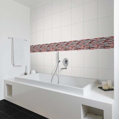 Glass mosaic tile range featuring sleek, reflective surfaces for modern interiors.