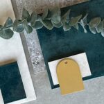 A stylish grey and blue tile palette, combining cool tones for a contemporary look.