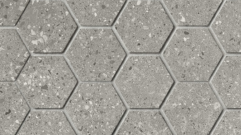 Hexagonal tile pattern featuring six-sided tiles arranged in a seamless geometric honeycomb design.