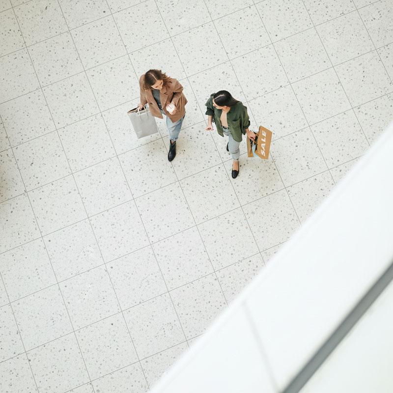 Slip-resistant floor tiles installed in a shopping mall.