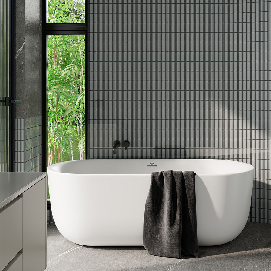 Opal Light Grey Gloss Bathroom Scene