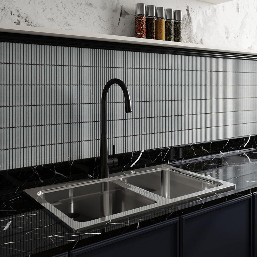 Opal Light Grey Gloss Kitchen Setting