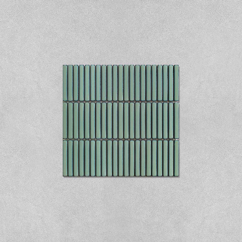 Opal Sage green mosaic tiles with glossy finish and soft sage tones