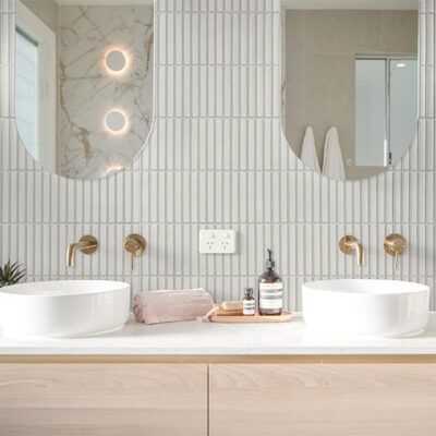 Oyster neutral-toned tile range with soft texture and contemporary appeal.