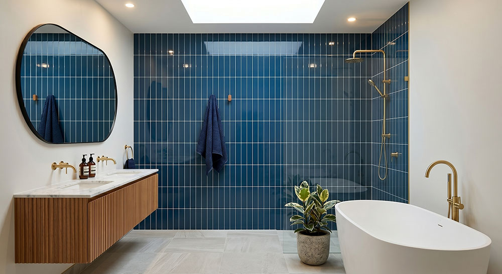 Pastella Sea Blue Glossy Contemporary Bathroom