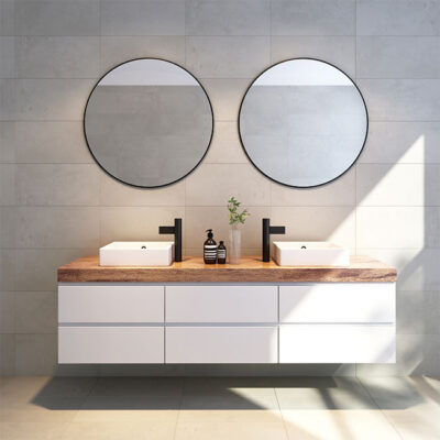 Pavement concrete-look tile range with cushion edge and warm contemporary tones.