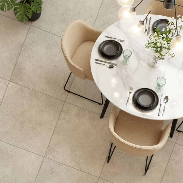 Restaurant interior featuring tiled flooring suitable for commercial hospitality spaces.