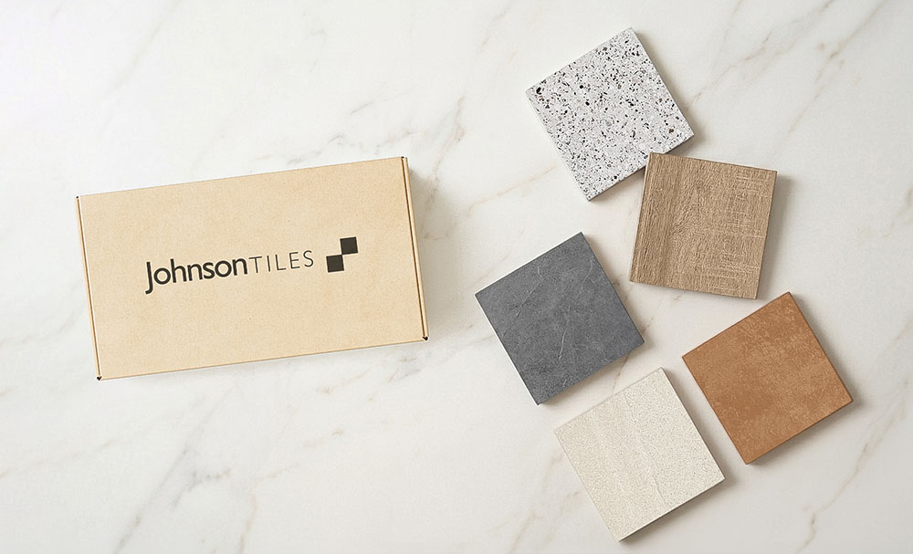 Tile sample box and tile samples arrangement