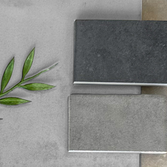 Cool silver-grey tiles arranged in a clean grid