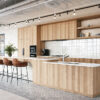 Solar Ash 75x230mm Matt Floor Tiles in Kitchen