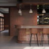 A modern bar setup designed with Solar Brick and Urban Cement tiles