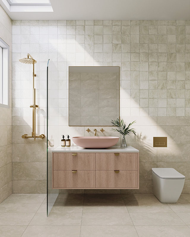 Solar Pearl 150x150mm Gloss in Bathroom