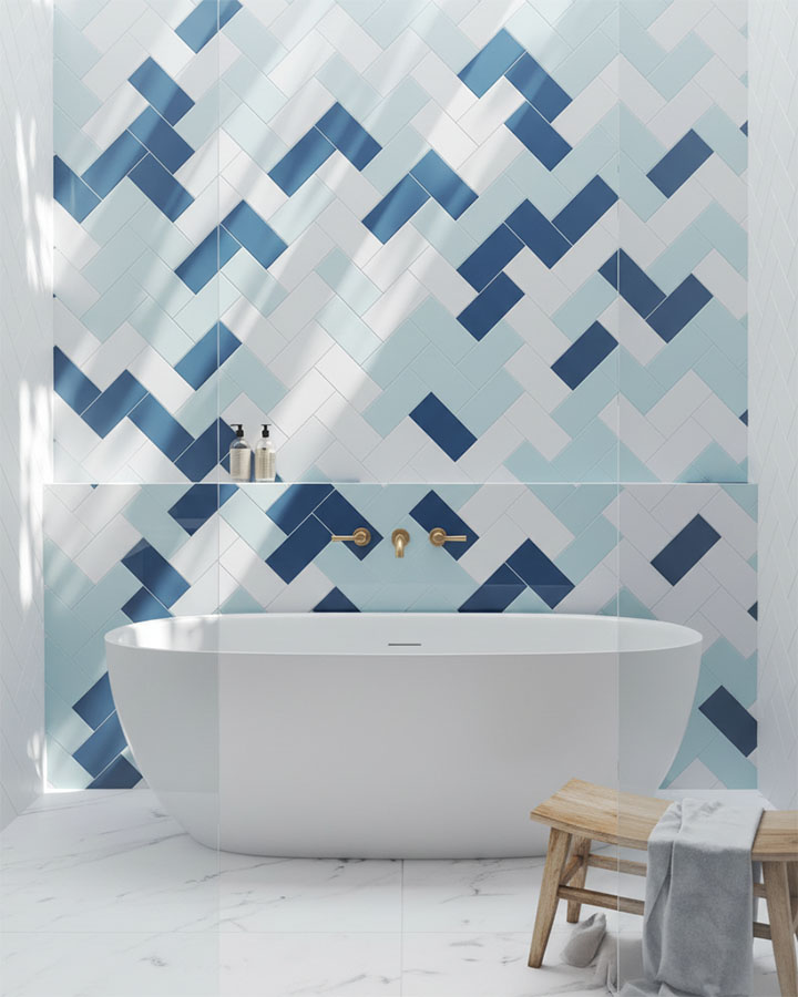 Spectrum Plus patterned tiles adding decorative colour and texture to an indoor space