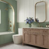 Spectrum Wild Sage Satin 97x97 Tiled Bathroom