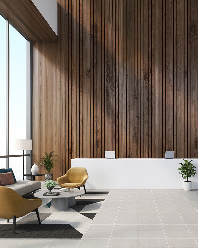 Commercial hobby interior featuring unglazed tiles with a uniform, durable surface finish.