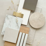 Warm and natural beige tiles arranged to showcase their soft, neutral tones.